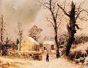 George Henry Durrie Winter Scene in New England France oil painting artist